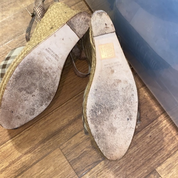 Burberry Plaid Jute Espadrille Wedge Sandal Snakeskin Ankle Strap Womens Size 39 - Picture 4 of 9